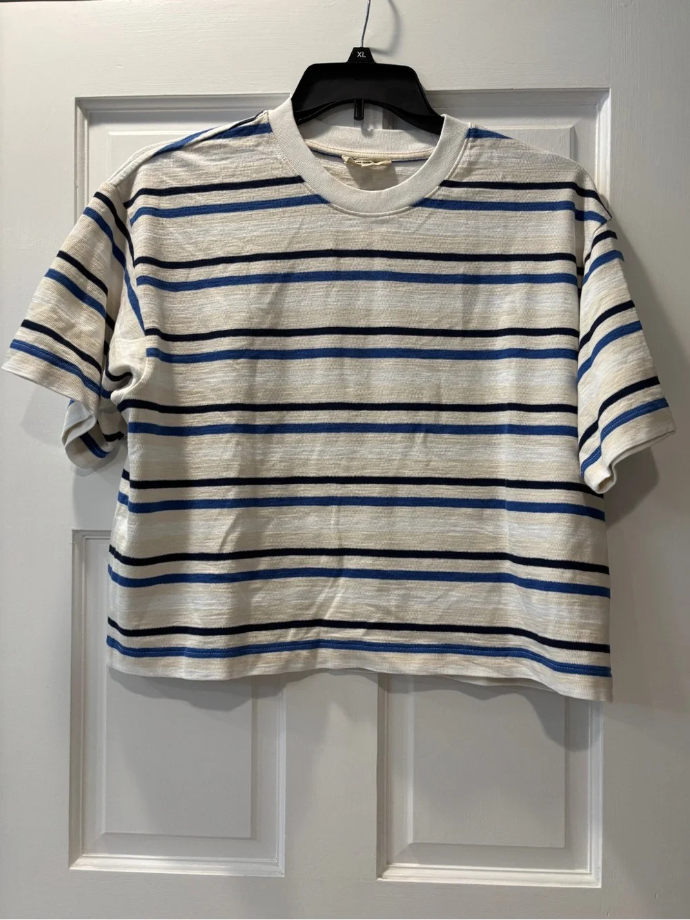 NWT Madewell The Easy Crewneck Short-Sleeve Tee, size M Variegated Slub Stripe
